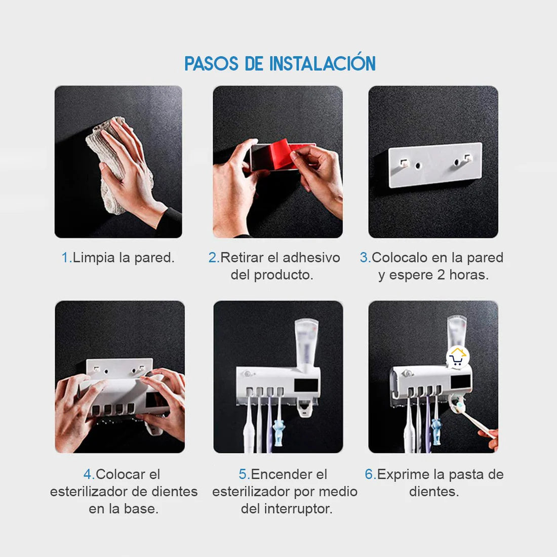 Porta Cepillos Dental con Esterilizador y Dispensador Automático