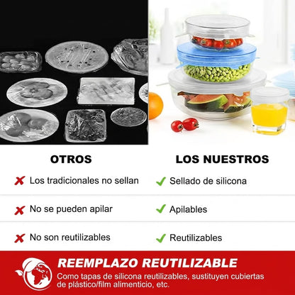 Pack x6 Tapas Selladora Ajustable | Conserva tus alimentos por más tiempo