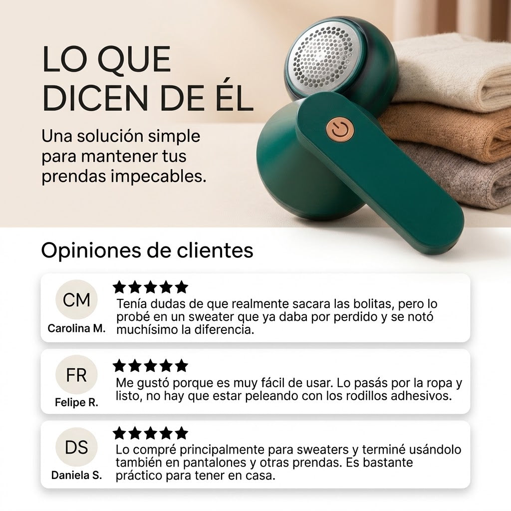 Removedor de Pelusas Eléctrico | Efecto Ropa Nueva Al Instante