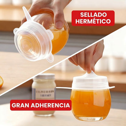 Pack x6 Tapas Selladora Ajustable | Conserva tus alimentos por más tiempo
