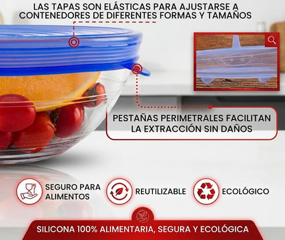 Pack x6 Tapas Selladora Ajustable | Conserva tus alimentos por más tiempo