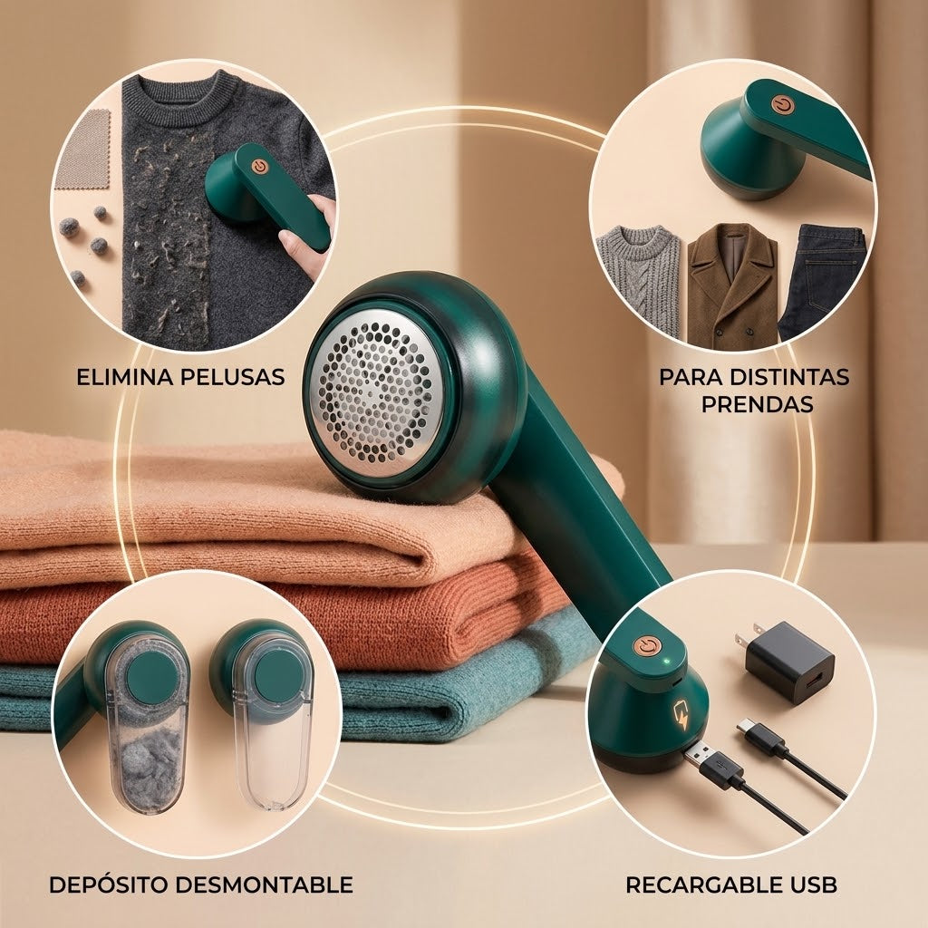 Removedor de Pelusas Eléctrico | Efecto Ropa Nueva Al Instante