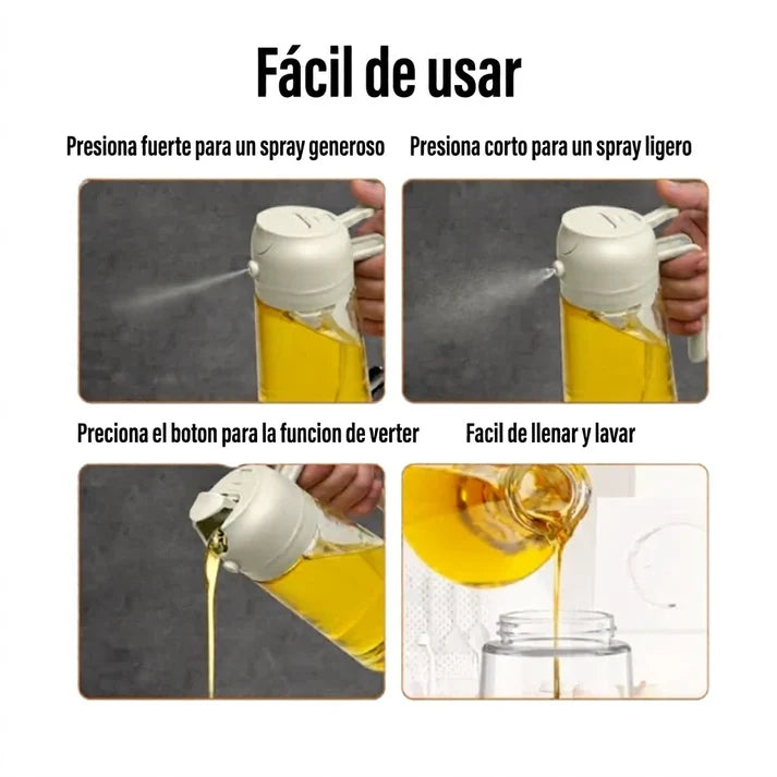 PROMO 2x1 Dispensador de Aceite 2 en 1 | Rocía, Vierte y Cocina sin Desperdiciar