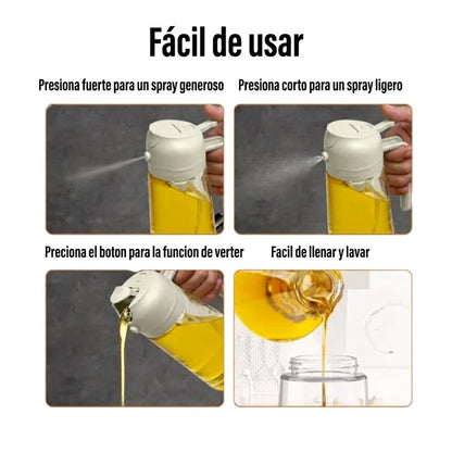 PROMO 2x1 Dispensador de Aceite 2 en 1 | Rocía, Vierte y Cocina sin Desperdiciar