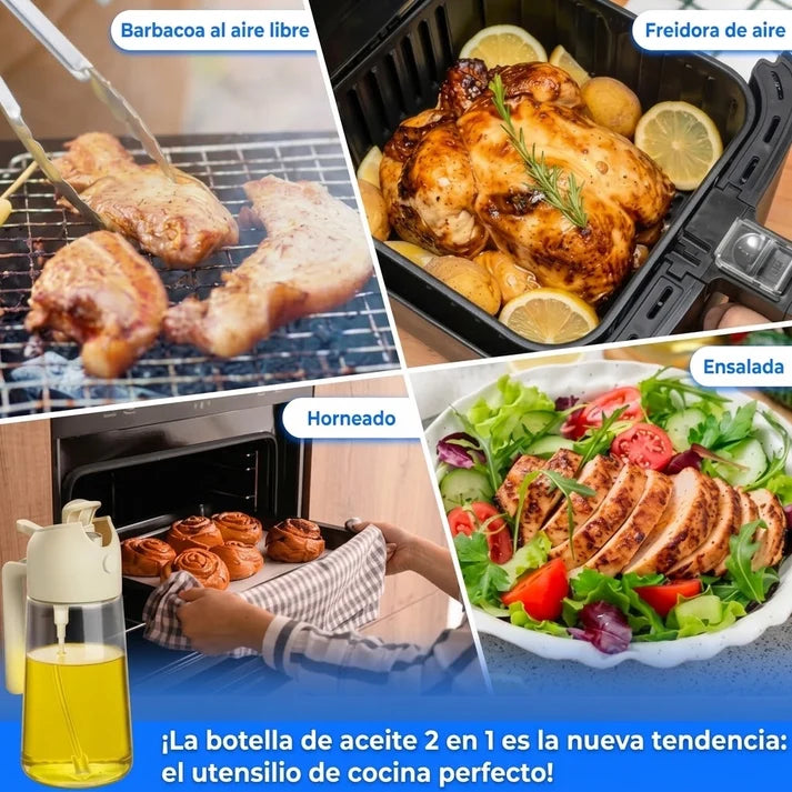PROMO 2x1 Dispensador de Aceite 2 en 1 | Rocía, Vierte y Cocina sin Desperdiciar