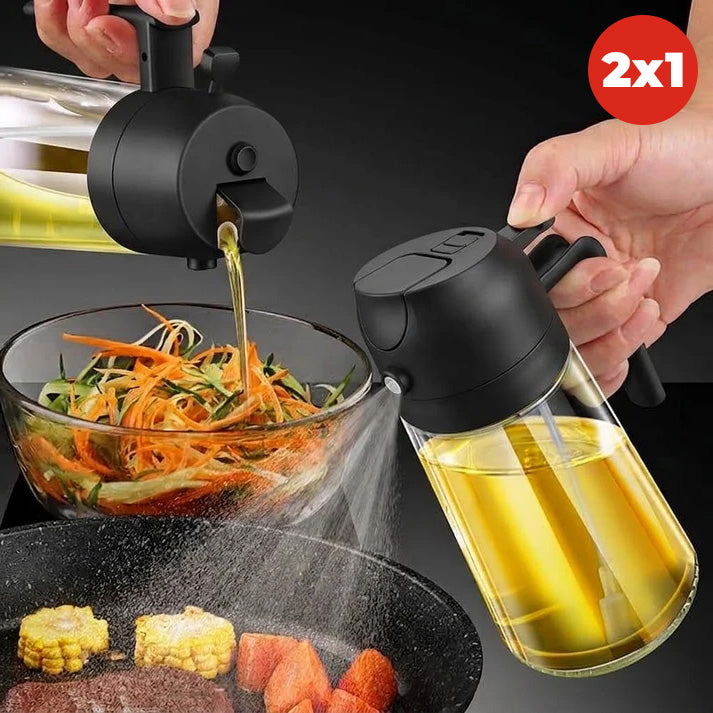 PROMO 2x1 Dispensador de Aceite 2 en 1 | Rocía, Vierte y Cocina sin Desperdiciar
