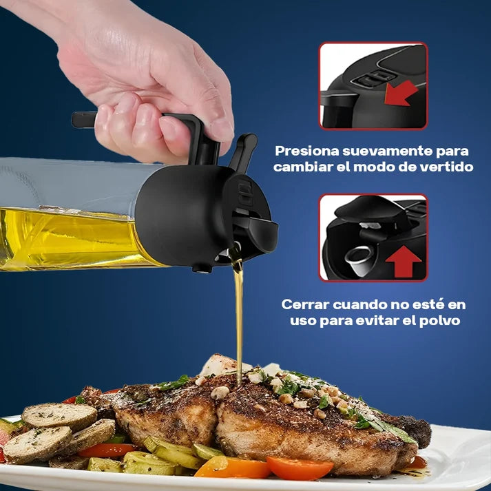 PROMO 2x1 Dispensador de Aceite 2 en 1 | Rocía, Vierte y Cocina sin Desperdiciar