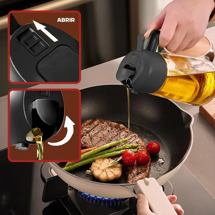 PROMO 2x1 Dispensador de Aceite 2 en 1 | Rocía, Vierte y Cocina sin Desperdiciar